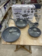 SET PADELLE ALTE IN PIETRA GRIGIE CON MESTOLI 11 PEZZI