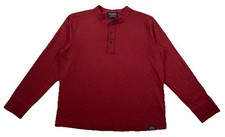 Filson Maglione Maglia Doppio Panno Henley Manica Lunga Rosso Scuro Uomo Large