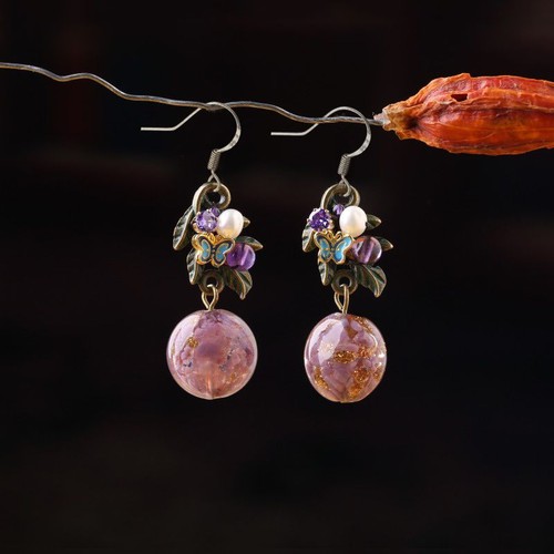 Orecchini boho viola - viola, fiori