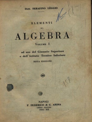 Elementi algebra volume - elementi,