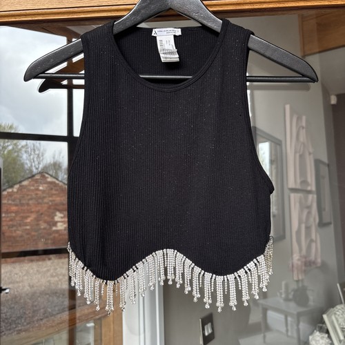 Zara crop top nero costine - a,
