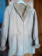 GIACCONE di MONTONE ORIGINAL SHEARLING DONNA TAGLIA 46 BEIGE COME NUOVO