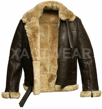 Giubbotto Uomo RAF B3 Pilota Aviatore Bomber Pelliccia Shearling Pelle di Pecora Marrone