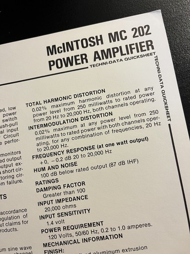 Mcintosh mc202 amplificatore - mc202,