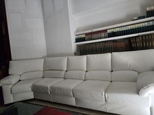 Divano Angolare In Pelle Bianca 
