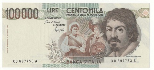 100000 lire caravaggio - caravaggio, i°