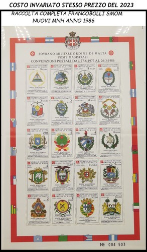 1986 smom francobollo nuovi - smom, di