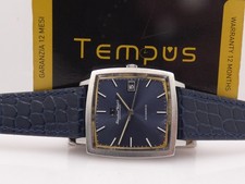 IWC SQUARE 1871 AUTOMATIC PELLATON 8541B BLUE DIAL 70's ACCIAIO VINTAGE OROLOGIO