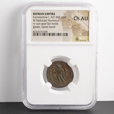 Autentica moneta romana di Costantino I, Sol (272-337 d.C.) NGC (CH-AU)