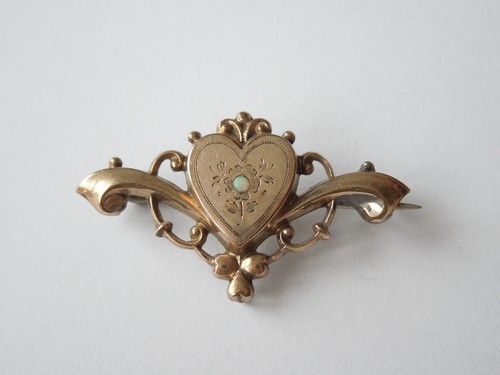 Antico spilla cuore placcato - cuore,