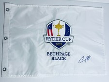 TYRRELL HATTON AUTOGRAFO FIRMATO A MANO 2025 RYDER CUP BANDIERA SPILLA COA AUTO PROOF