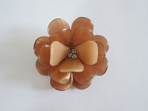 Vintage plastica fiori spilla - plastica,