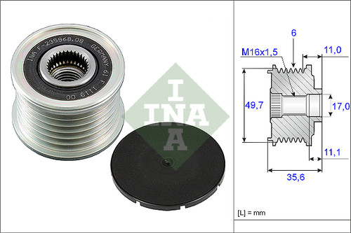 Clutch alternator pulley for - alternator,