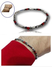 Bracciale da Uomo di Corallo rosso in Argento 925 e con pietre dure Braccialetto