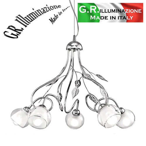 Lampadario moderno cromato - lampadario,