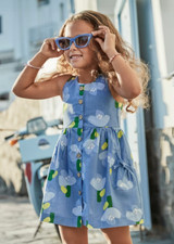 Mayoral Girls Kleid Motivdruck Blumen Knöpfe 3960 NEU Gr. 122 / 7 Y