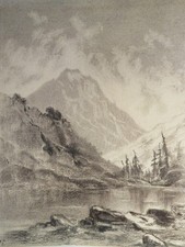 SCUOLA FRANCESE XIX DISEGNO PAESAGGIO MONTAGNA SAVOIA ALPES VOSGES MONOG. 1870