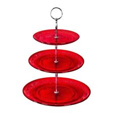 ALZATA ALZATINA IN VETRO ROSSA 3 PIANI D.30/26/20 CM PER DOLCI