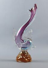 Scultura pesce vetro Murano fucsia e arancione soprammobile vintage anni 80