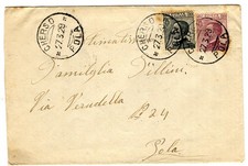 Storia postale CHERSO POLA 27.3.1929 con due valori cent. 30 + cent 20
