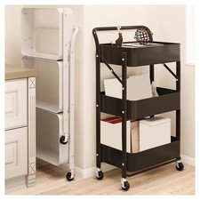 CARRELLO PIEGHEVOLE DA VIAGGIO CUCINA CON MANIGLIA IN ACCIAIO STOCCAGGIO MOBILE 