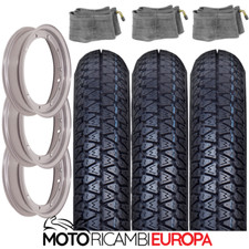 3 RUOTE COMPLETE 3.50.10 CERCHIO GOMMA CAMERA D'ARIA PER VESPA PX 125 1981-1983