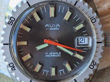 Subacqueo vintage anni 70 Avia 20 ATM All SS con patina, corona a vite, FHF 905 Mvmt