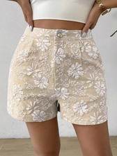 Short Donna Beige Jacquard