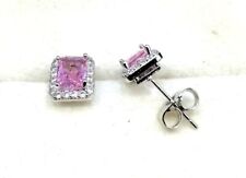 ORECCHINI IN ORO 18 KT , TIT. 750 CON ROSA DI FRANCIA E BRILLANTI