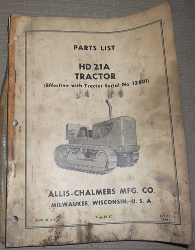 Allis chalmers 21a - hd-21a, manuale
