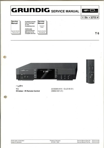 Grundig manuale servizio - manuale, di