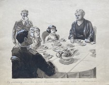 Acquerello Persone Al Tavolo