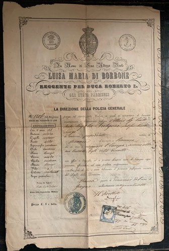 1858 passaporto ducato - 1858, di