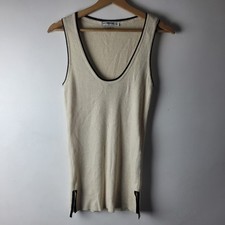 Canotta girocollo Zara donna taglia M avorio a costine estiva elegante basic casual