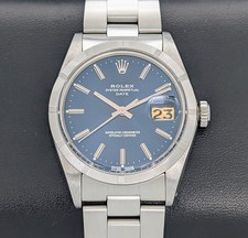 Rolex Oyster Perpetual Date 1501 Ø34 mm 1973 quadrante blu orologio #1339