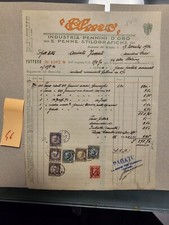 Fattura Olmo Pennini D'oro Penne Stilografiche 1936 Fossati Bassano Del Grappa