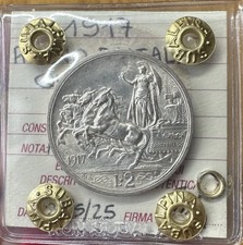 MONETA REGNO D' ITALIA QUADRIGA 2 LIRE 1917 NON COMUNE sigillata SPL+ SUBALPINA