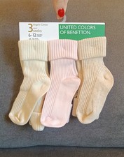 Calzini neonata bambina Benetton in cotone organico 6/12 mesi numero 18/19 rosa 