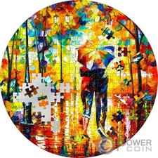 COUPLE UNDER ONE UMBRELLA Afremov micropuzzle 3 oz moneta argento 20$ Palau 2022