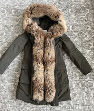 Woolrich Parka Militare Donna con Bordo in Pelliccia di Procione | Verde | Taglia XS