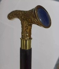 Vintage Wooden Walking Cane Stick Victorian Brass Sujal Handle Gentleman Gift