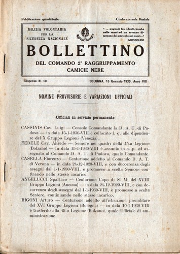 Bollettino camicie nere mvsn - camicie,