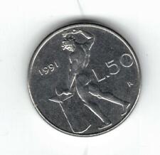 MONETA coin 50 LIRE (piccole) Italia 1991 Repubblica Italiana 