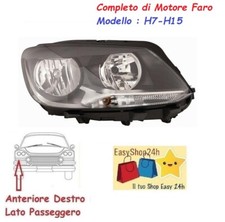 FARO FANALE PROIETTORE ANTERIORE DX PER VOLKSWAGEN TOURAN CADDY 10 H7 H15 DESTR