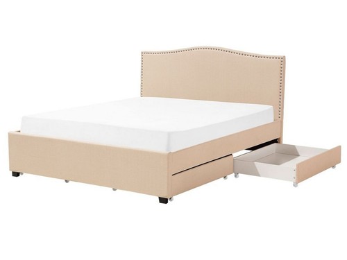 Letto imbottito tessuto beige - letto,
