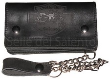 Portafoglio biker con catena motociclista incisione Wallet Leather geldbörse