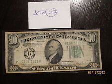 1 BANCONOTE 10 DOLLARI 1934C BOLLINO VERDECHIARO LETTERA G RARA USA DOLLAR 
