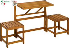 Set da Giardino 2 in 1, Tavolo e Sedie da Giardino o Panca da Giardino per 2 Per