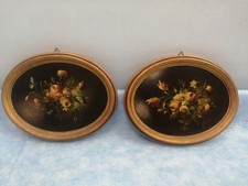 Coppia di Quadri Ovali Vagnozzi al Gambero, 12 Roma Vintage 1960 Olio Su Tavola 