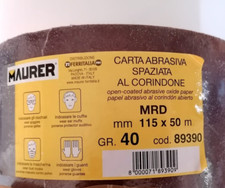 2 x 1 Mt Carta Abrasiva al Corindone Maurer in Rotolo, Mrd H:115mm Grana 40